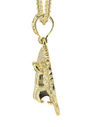 10K Yellow Gold Franco Chain & Cz Lion Head Pendant | Appx 21.9 Grams