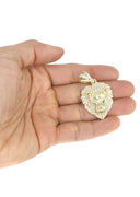 10K Yellow Gold Franco Chain & Cz Lion Head Pendant | Appx 21.9 Grams