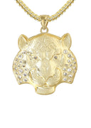 10K Yellow Gold Franco Chain & Cz Lion Head Pendant | Appx 19.4 Grams