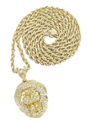 10K Yellow Gold Rope Chain & Cz Lion Head Pendant | Appx 16.4 Grams