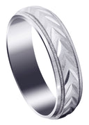 Basic Carved Diamond Cut Mens Wedding Band | Cross Satin Finish (Austin)
