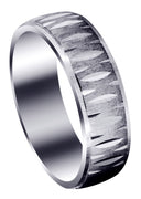 Carved Diamond Cut Mens Wedding Band | Cross Satin Finish (Samuel)