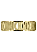 Yellow Gold Carved Diamond Cut Mens Wedding Band | Cross Satin Finish (Samuel)