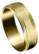Yellow Gold Basic Carved Celtic Mens Wedding Band | Wire Matt Finish (Brayden)