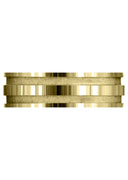 Yellow Gold Carved Simple Mens Wedding Band | Sand Blast / High Polish Finish (Lucas)