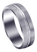 Carved Simple Mens Wedding Band | Cross Satin Finish (Logan)