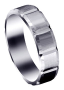 Carved Diamond Cut Mens Wedding Band | Satin Finish (Aiden)