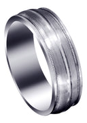 Carved Modern Mens Wedding Band | Satin / Hish Polish Finish (Elijah)
