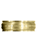 Yellow Gold Carved Modern Mens Wedding Band | Satin / Hish Polish Finish (Elijah)