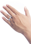 Carved Simple Mens Wedding Band | Satin Finish (Benjamin)