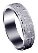 Fancy Carved Contemporary Mens Wedding Band | Stone Finish (William)