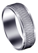 Fancy Carved Contemporary Mens Wedding Band | Sand Blast / High Polish Finish (Mason)