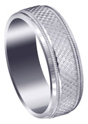 Fancy Carved Contemporary Mens Wedding Band | Diamond Cut Finish (Christopher)