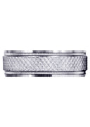 Fancy Carved Contemporary Mens Wedding Band | Diamond Cut Finish (Christopher)