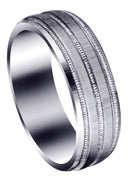 Carved Simple Mens Wedding Band | Cross Satin Finish (Noah)