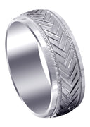 Fancy Carved Contemporary Mens Wedding Band | GB / High Polish Finish (Hunter)