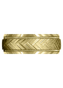 Yellow Gold Fancy Carved Contemporary Mens Wedding Band | High Polish Finish (Hunter)