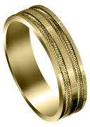 Yellow Gold Carved Simple Mens Wedding Band | High Polish Finish (Grayson)