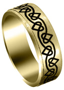 Yellow Gold Contemporary Unique Mens Wedding Band | Satin / High Polish Finish (Dylan)