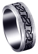 Fancy Carved Contemporary Mens Wedding Band | GB / High Polish Finish (John)
