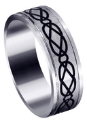 Ultra Fancy Milled Design Mens Wedding Band | Satin / High Polish Finish (Anthony)
