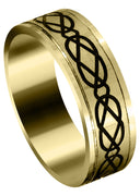 Yellow Gold Ultra Fancy Milled Design Mens Wedding Band | Satin / High Polish Finish (Anthony)