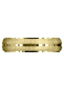 Yellow Gold Carved Simple Mens Wedding Band | Cross Satin Finish (Aaron)