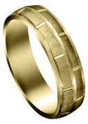 Yellow Gold Carved Diamond Carved Mens Wedding Band | Cross Satin Finish (Robert)