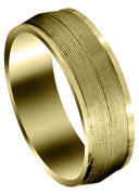 Yellow Gold Carved Modern Mens Wedding Band | GB / High Polish Finish (Hudson)