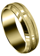 Yellow Gold Carved Simple Mens Wedding Band | High Polish Finish (Jeremiah)