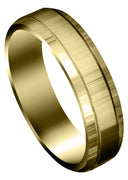 Yellow Gold Carved Simple Mens Wedding Band | High Polish Finish (Cameron)
