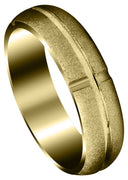Yellow Gold Carved Simple Mens Engagement Ring | Stone Finish (Brandon)