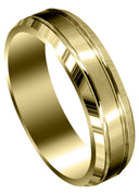 Yellow Gold Carved Simple Mens Wedding Band | Satin Finish (Jaxson)
