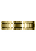 Yellow Gold Carved Simple Mens Wedding Band | Satin Finish (Jaxson)