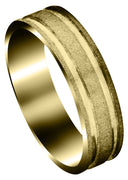 Yellow Gold Carved Simple Mens Wedding Band | Stone Finish (Sawyer)
