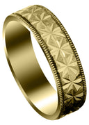 Yellow Gold Contemporary Unique Mens Wedding Band | Stone Finish (Justin)