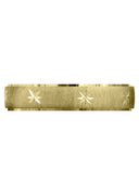 Yellow Gold Carved Diamond Cut Mens Wedding Band | Cross Satin Finish (Declan)