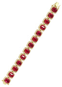 Gold Plated Mens Iced Ruby Bracelet