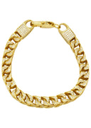 Gold Plated Mens Iced Out Solid Franco Bracelet