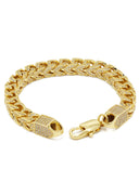 Gold Plated Mens Iced Out Solid Franco Bracelet