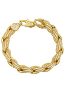 Solid Gold Plated Iced Out Rope Chain & Bracelet ( 10 Mm )