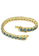 Mens Blue Diamond Gold Tennis Bracelet
