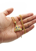 Mens Gold Plated Cuban Link Chain & Emoji Pendant | Appx. 17 Grams
