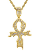 Mens Gold Plated Rope Chain & Cross Pendant | Appx. 13.4 Grams