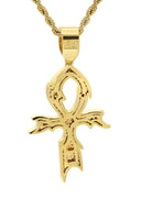 Mens Gold Plated Rope Chain & Cross Pendant | Appx. 13.4 Grams