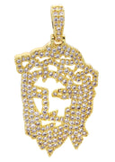 Mens Gold Plated Jesus Head Pendant | 6.6 Grams