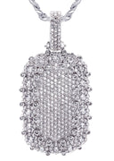 White Gold Plated Cuban Link Chain & Dog Tag Pendant | Appx. 40.2 Grams