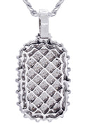 White Gold Plated Cuban Link Chain & Dog Tag Pendant | Appx. 40.2 Grams