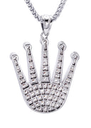 White Gold Plated Cuban Link Chain & Crown Pendant | Appx. 21.6 Grams