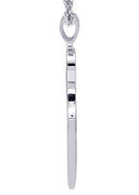 White Gold Plated Cuban Link Chain & Comb Pendant | Appx. 18 Grams